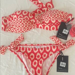 Sky Blush and White Bikini Set